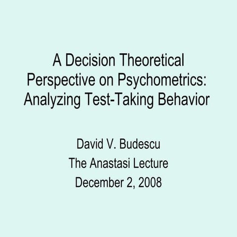 Anastasi Lecture 2008