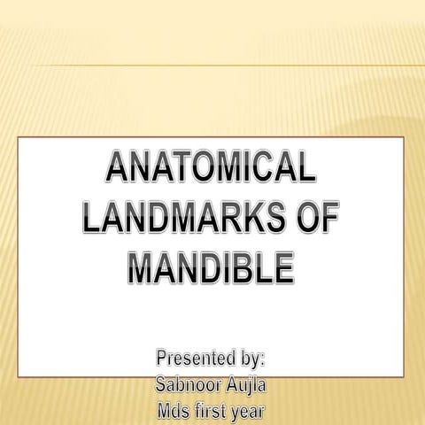 Anatomical Landmarks of Mandible