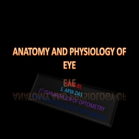 Anatomy and physiology of eye, general introduction.
