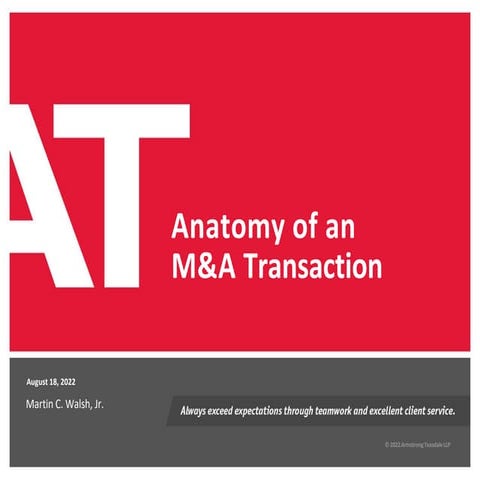 Anatomy of An M&A Transaction Tài liệu phân tích giao dịch MA | PDF