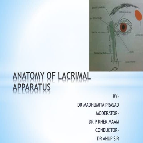 anatomy and physiology of lacrimal apparatus ppt | PPTX