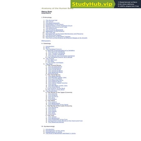 Anatomy Of The Human Body Henry Gray CONTENTS | PDF