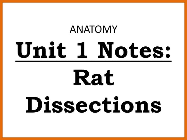 Anatomy unit 1 introduction rat dissections | PPTX