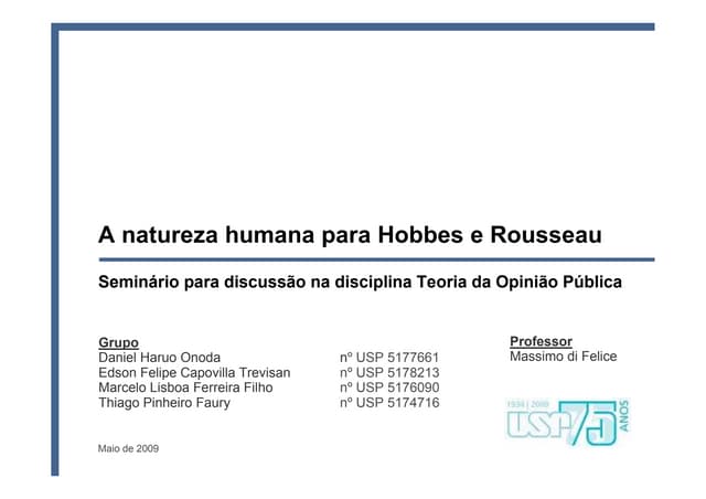 A Natureza Humana Para Hobbes E Rou...