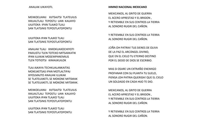 Himno Nacional Mexicano Nahuatl PDF