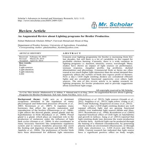Broiler lighting programme | PDF