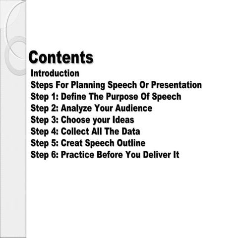Planing speech or presentation