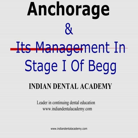 Anchorage /certified fixed orthodontic courses by Indian dental academy 