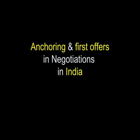 Anchoring In Negotiations In India | PPT