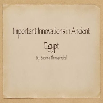 Important Innovations in Ancient Egypy | PDF