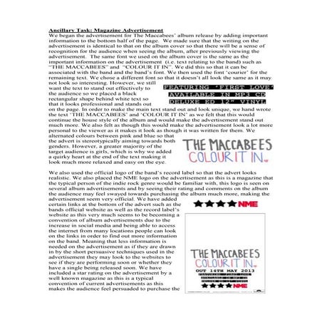 Magazine Advertisement Development Diary