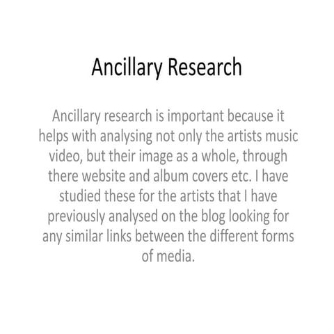 Ancillary research - Jamie Tate
