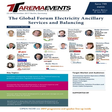 European Electricity Ancillary and Balancing Forum 23rd-24th November 2017 Be...