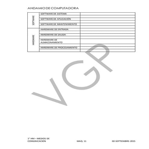 Andamio de computadora 1°hm solo tabla