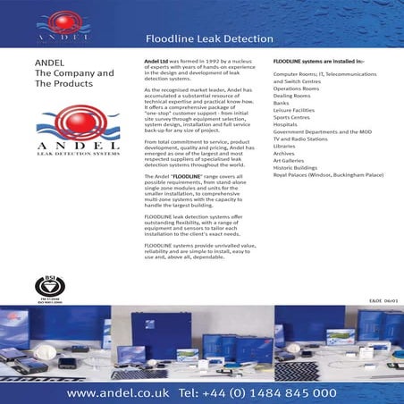 Andel – Leak Detection Cables, Panels, Sensors & Systems - Brochure