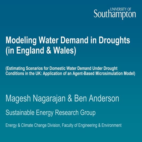 Modeling Water Demand in Droughts (in England & Wales)