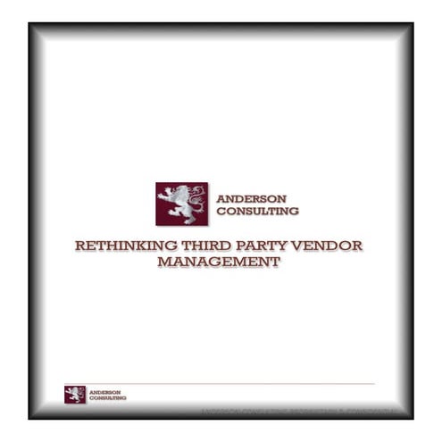 Anderson Consulting - RETHINKING THIRD PARTY VENDOR MANAGEMENT IN RETAIL ADVICE
