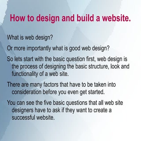 How to design and build a website.
