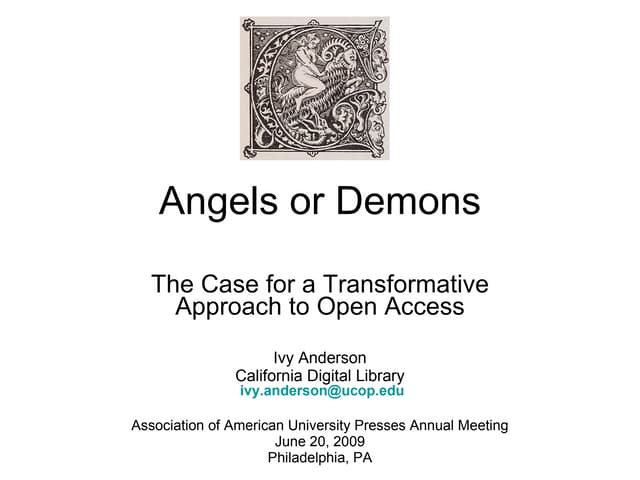 AAUP 2009: Transformative OA Approach (I. Anderson)