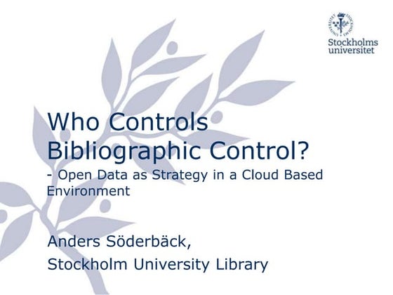 Anders Söderbäck, - at Stockholm university
