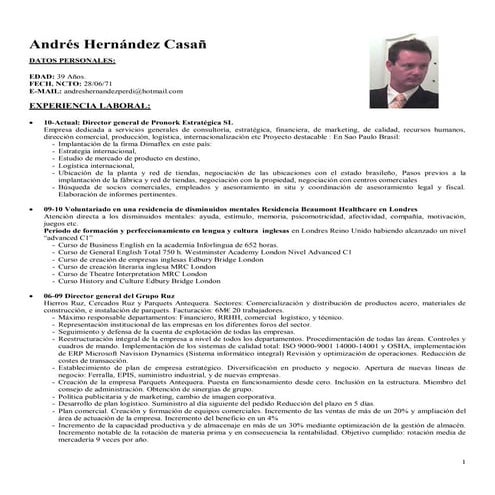 Historial profesional de Andrés Hernández Casañ