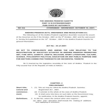 Andhra Pradesh Societies Registration Act 2001