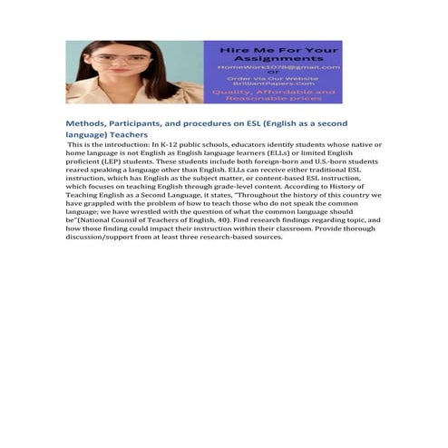 and procedures on ESL as a second Teachers.docx