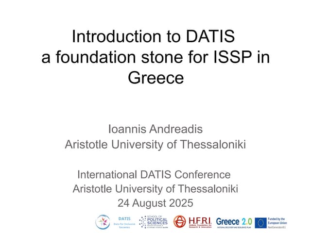 Introduction to DATIS a foundation stone for ISSP in Greece