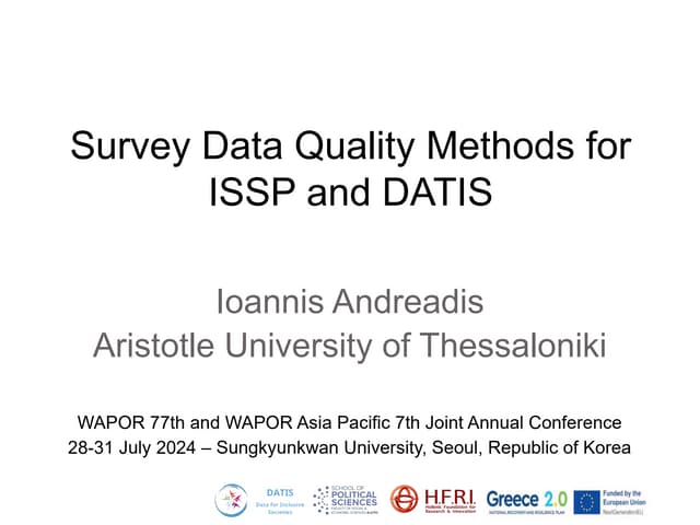 Survey Data Quality Methods for ISSP and DATIS