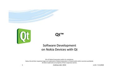 Andreas Jakl Software Development on Nokia Deviceswith Qt