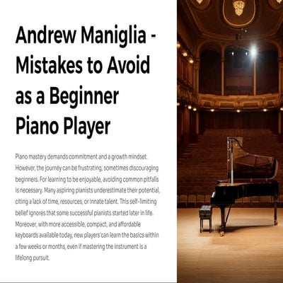 Andrew Maniglia - Mistakes to Avoid as a Beginner Piano Player | PDF