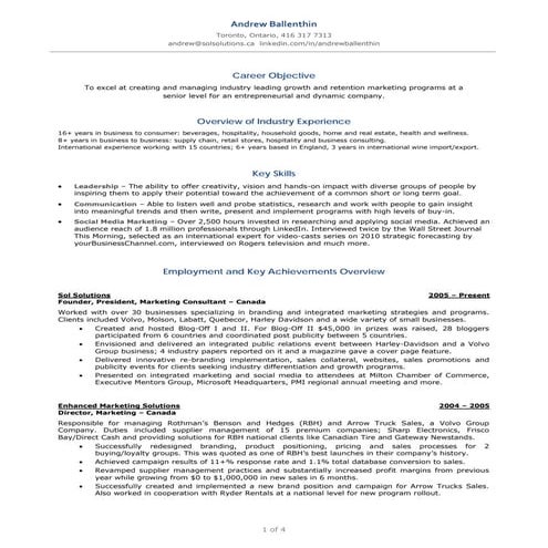 Andrew Ballenthin Marketing & Social Media Resume