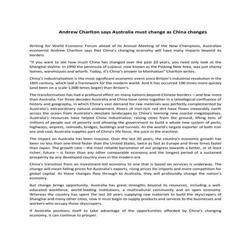 Andrew charlton says australia must change as china changes