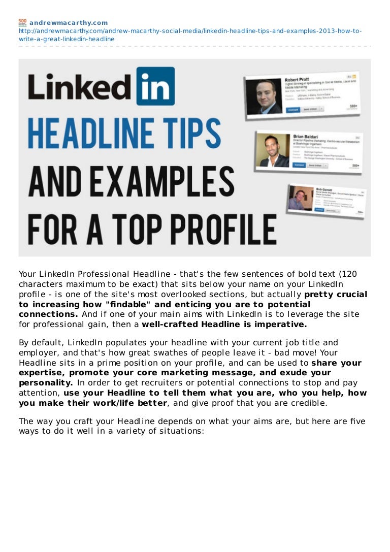 good headline for linkedin good headline for linkedin