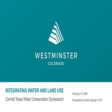 Integrating Water and Land Use
