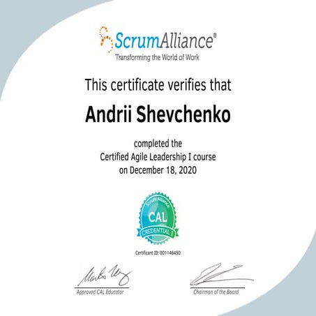 Certified Agile Leadership I