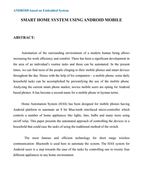Android Based Home Automation Control | PPT
