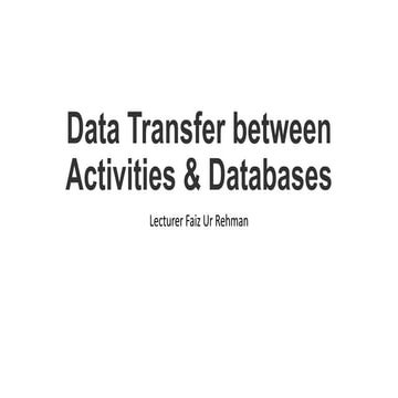Data Transfer between Activities & Databases