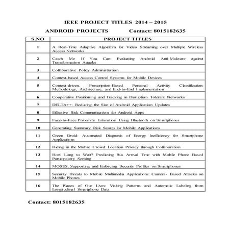 ANDROID PROJECTS 2014