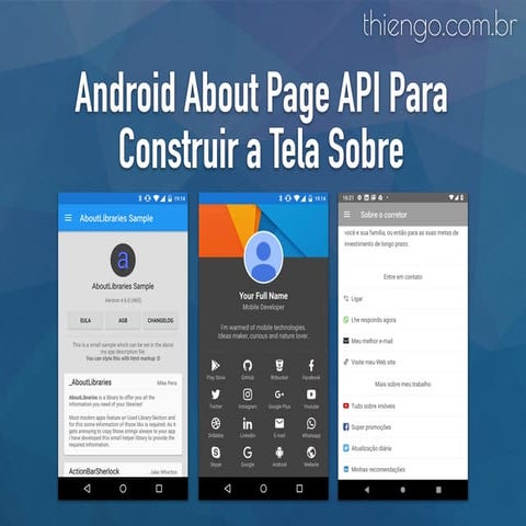 Android About Page API Para Construir a Tela Sobre
