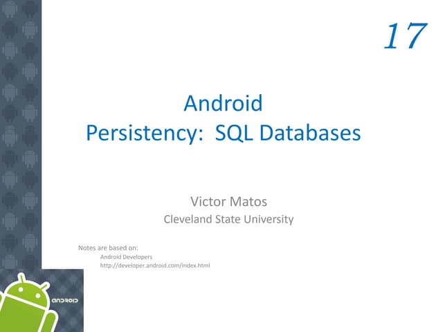 Android-Chapter17-SQL-Data persistency in android databases