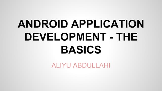 Android application development the basics (2)