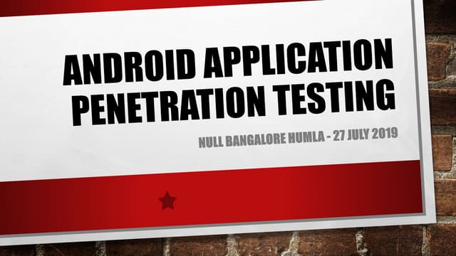 Android Application Penetration Testing - Mohammed Adam