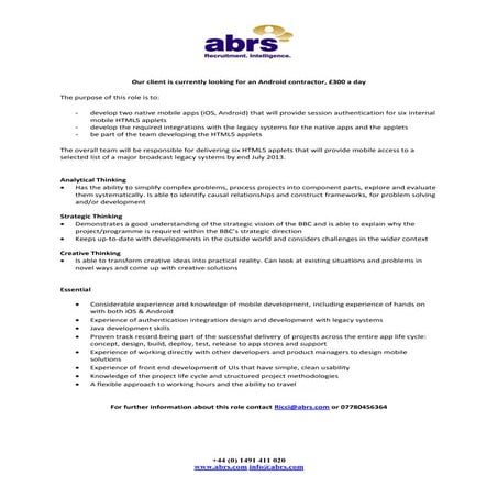 Android contract job