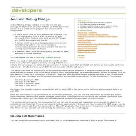 Android debug bridge  android developers