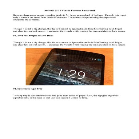 Android m : 5 simple features uncovered