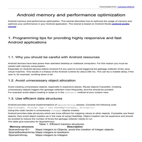 Android memory and performance optimization | PDF