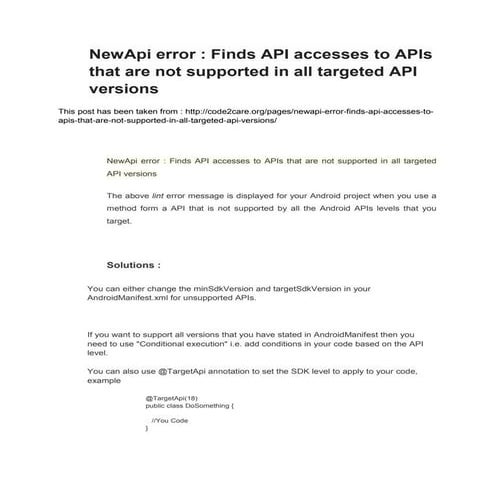 Android new api error