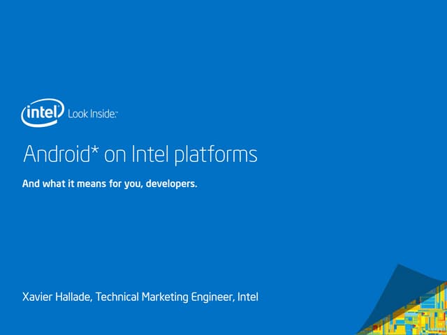 Android on IA devices and Intel Tools