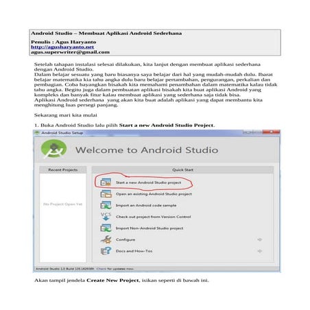 Belajar Android Studio - Membuat Aplikasi Android Sederhana | PDF